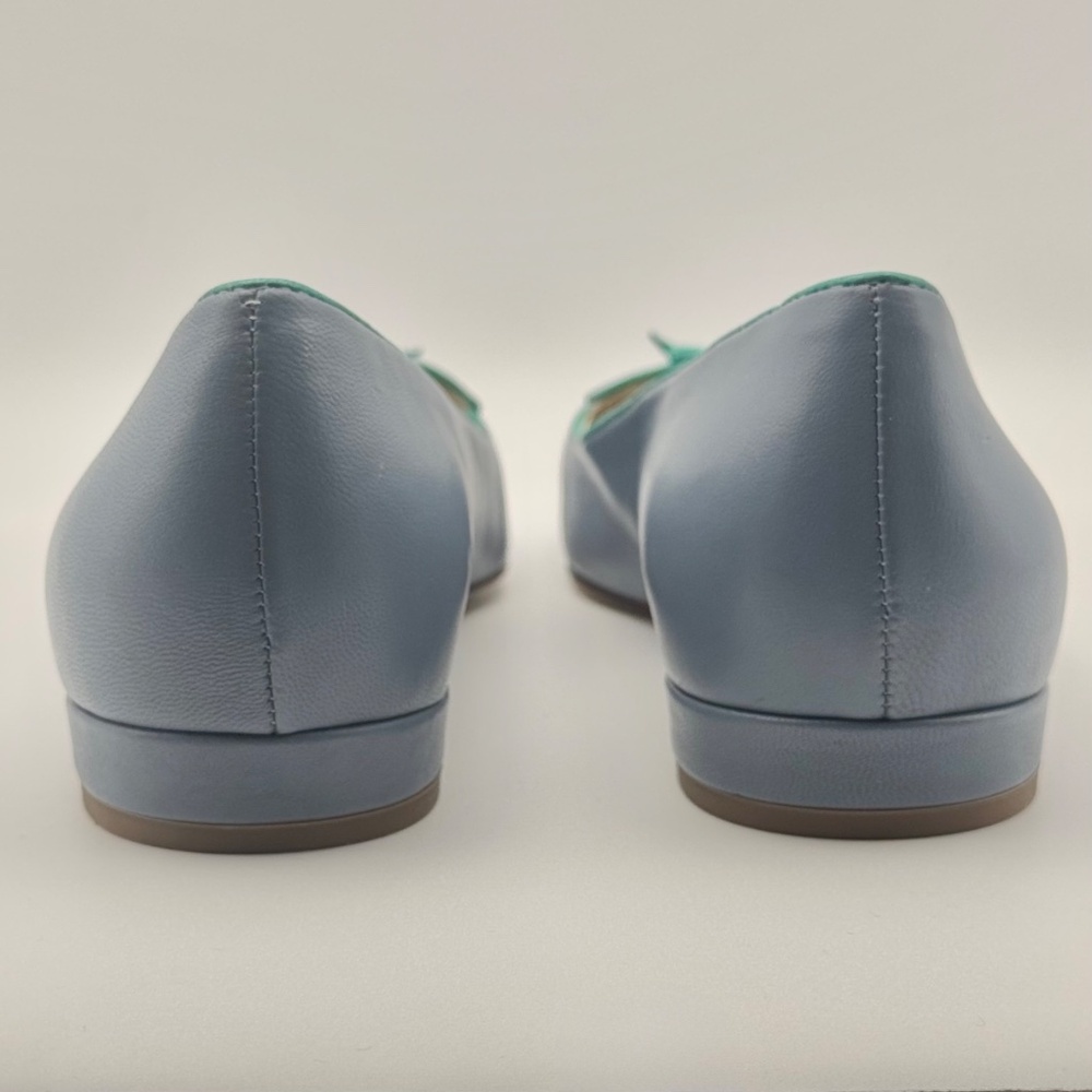J. CREW Two-tone Pointed Toe Flats Contrast Bow & Piping, Periwinkle, Size 7 - Picture 7 of 11